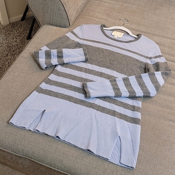Sail to Sable STS Cashmere Wool Blend Casual Stripe Sweater Size Medium - Picture 2 of 4